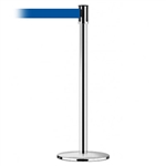 Slimline Post Universal Polished Chrome Base/Polished Chrome Tube/Polished Chrome Head Standard 7.5' No Custom Blue Webbing Standard Belt End