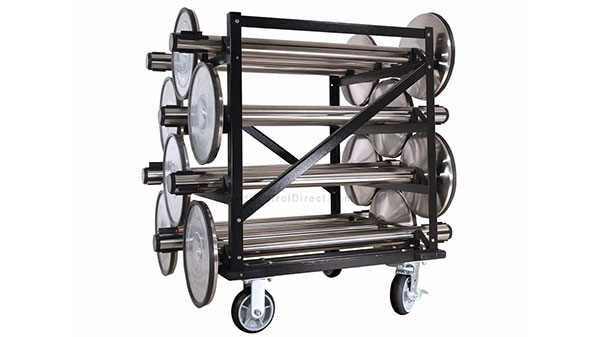 Set of 12 Retractable Belt Stanchions with Storage Cart